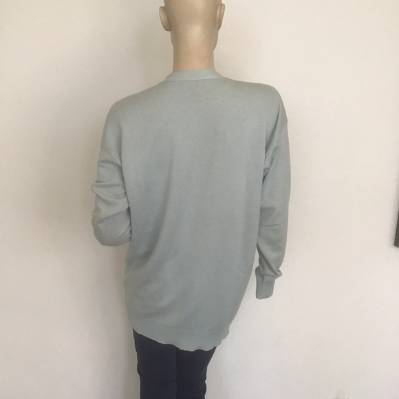 TSE Baby Blue Silk Cashmere Blend V Neck Button Front Cardigan Sweater S - Picture 3 of 4